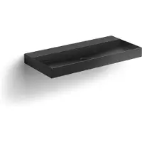 Clou new wash me wastafel 90x42x8 cm met 3 voorbewerkte kraangaten zwart mat keramiek