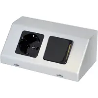Sanicare Contactdoos en schakelaar inclusief twee snoeren 5,6x15,1x8,1 cm zilver-grijs