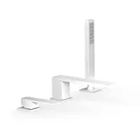 Tres Badrandkraan slim exclusive met handdoucheset rechte uitloop 18 cm mat wit