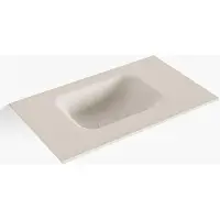 Mondiaz lex linen solid surface inleg wastafel voor toiletmeubel 50 cm. Positie wasbak links