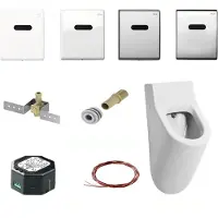 Salenzi Urinoir set hung achterinlaat mat wit met tece drukplaat elektronisch adaptor
