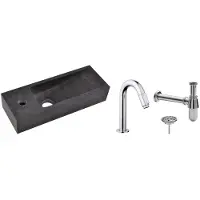 Wiesbaden FonteinPack Small Natuursteen Links 38x14x8 cm Chroom (Keuze uit 20 kranen)