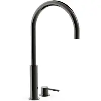Tres Wastafelmengkraan Study Exclusive 45,3 cm 2-Gats 1-Hendel Uitloop Gebogen Rond Metallic Zwart