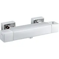 Sanilux Douchekraan cube thermostatisch vierkant chroom hoh 15 cm inclusief s-koppelingen