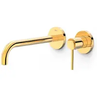 Tres Wastafelmengkraan inbouw study exclusive 2-gats gebogen uitloop 24 cm en hendel goud
