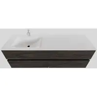 Boss & Wessing Badkamermeubel solid surface bws stockholm 200x46 cm wood dark brown wasbak links