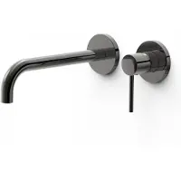 Tres Wastafelmengkraan Inbouw Study Exclusive 2-Gats Gebogen Uitloop 24 cm en Hendel Metallic Zwart