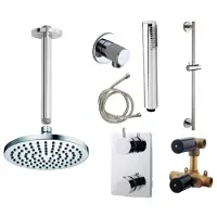 Boss & Wessing Inbouw Regendouche Set 03 Cemal Plafonduitloop Met Glijstang Chroom