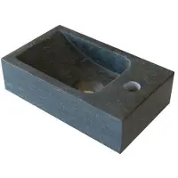 Sanilux Hardstenen fontein Mini met kraangat rechts 18x30x8 cm (Zwart, 30 cm)