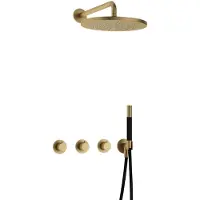 Hotbath Complete thermostatische regendouche cobber inbouwset 2 stopkranen rond