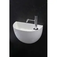 Luca Fontein Halfrond Sanitair 38x20x28 cm Mineraalsteen Glans Wit (met afvoer, zonder kraangat)