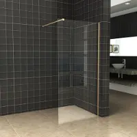 Boss & Wessing Bws inloopdouche pro line helder glas 75x200 geborsteld messing goud profiel en stang
