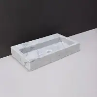 Forzalaqua Wastafel taranto carrara gepolijst 50x30x8 cm grijs met kraangat