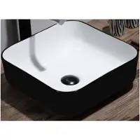 Boss & Wessing Opbouw waskom bws premium 40x40x14 cm wit met mat zwarte buitenkant