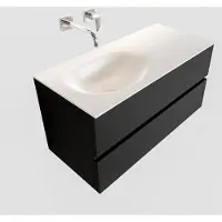 Boss & Wessing Badkamermeubel solid surface bws stockholm 100x45 cm mat zwart urban links