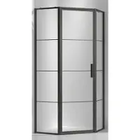 Boss & Wessing BWS Douchecabine Vijfhoek Frame 100x200 cm 8 mm NANO Glas Mat Zwart Raster