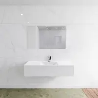 Mondiaz Badkamermeubelset LAGOM 130 cm Gecentreerde Waskom Solid Met 1 Kraangat Mat Wit (1 lade)