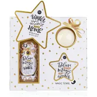 Accentra Badeset WINTER MAGIC in Geschenkbox, inkl. 100ml Duschgel, 60g Badefizzer, Magic Towel (ca. 27 x 27c