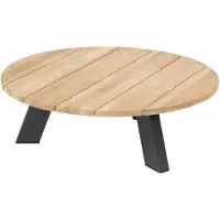 4 Seasons Outdoor Cosmic salontafel met teak blad 78 cm rond en 25 cm hoog -