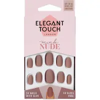 Elegant Touch Polished Colour Nails With Glue Oval #mink Nude