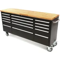 HBM 182 cm Profi Gereedschapswagen / Werkbank met Houten Blad - ZWART