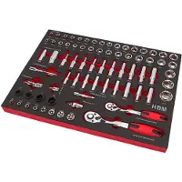 HBM Professionele 74 Delige 3/8, 1/2 inch Doppenset Foam Inlay