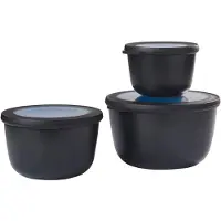Mepal Meal prep bakje - Magnetronschaal - Cirqula 3-delige set (500, 1000, 2000 ml) - Nordic black