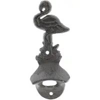Clayre & Eef Flesopener 7x4x16 cm Bruin Ijzer Flamingo Bieropener Bruin Bieropener