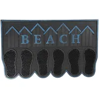 Clayre & Eef Deurmat 75x45 cm Grijs Kunststof Rechthoek Voeten Beach Mat Grijs Mat