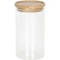 Clayre & Eef Voorraadpot Ø 8x15 cm Glas Rond Voorraadbus Transparant Voorraadbus