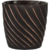 Clayre & Eef Theelichthouder Ø 9x9 cm Zwart Glas Rond Waxinelichthouder Zwart Waxinelichthouder