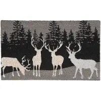 Clayre & Eef Deurmat 75x45 cm Grijs Kokosvezel Rubber Rechthoek Elanden Kokosmat Grijs Kokosmat