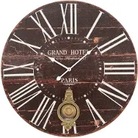 Clayre & Eef Wandklok 58x4 cm Bruin MDF Rond Muurklok Bruin Muurklok