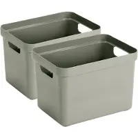 Sunware 2x stuks lichtgroene opbergboxen/opbergmanden 18 liter kunststof - Opbergbox
