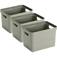 Sunware 3x stuks lichtgroene opbergboxen/opbergmanden 18 liter kunststof - Opbergbox