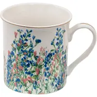 Clayre & Eef Mok 330 ml Blauw Wit Porselein Bloemen Theemok Blauw Theemok