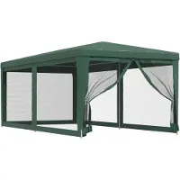 vidaXL Partytent met 6 mesh zijwanden 3x6 m HDPE groen