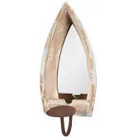 Clayre & Eef Spiegel 15x17x36 cm Beige Hout Glas Kandelaar Beige Kandelaar