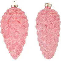 Clayre & Eef Kerstbal Set van 2 Dennenappel Ø 7 cm Rood Glas Kerstdecoratie Rood Kerstdecoratie