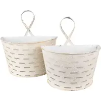 Clayre & Eef Planthouder Beige Ijzer Halfrond Hangpot Beige Hangpot