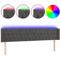 vidaXL Hoofdbord LED 203x16x78/88 cm fluweel donkergrijs