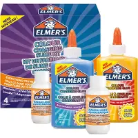 ELMER'S kleurveranderende slijmkit | slijmmaterialen bevatten kleurveranderende lijm | slijmactivator met tovervloeistof | activeert met UV-licht | 4 stuks slime kit
