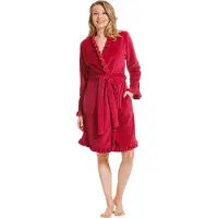 Pastunette Roze fleece badjas sierlijk - dames badjas - - kort model - maat S (36/38)