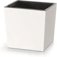 Prosperplast - Vierkant Bloempot met inzet - 29,5 cm x 29,5 cm x 29 cm - Wit