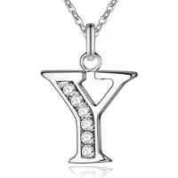 LGT JWLS Zilverkleurige Letter Y Dames Ketting met Zirkonia