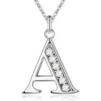LGT JWLS Zilverkleurige Letter A Dames Ketting met Zirkonia