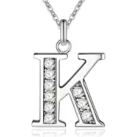 LGT JWLS Zilverkleurige Letter K Dames Ketting met Zirkonia