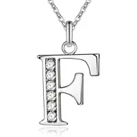 LGT JWLS Zilverkleurige Letter F Dames Ketting met Zirkonia