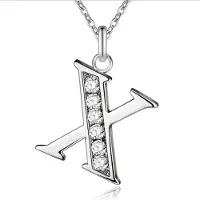 LGT JWLS Zilverkleurige Letter X Dames Ketting met Zirkonia