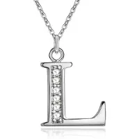 LGT JWLS Zilverkleurige Letter L Dames Ketting met Zirkonia